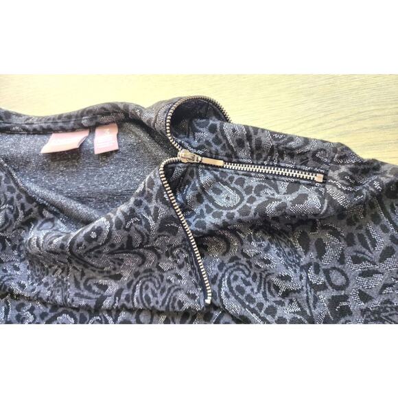 TOP/TUNIC STYLE-CHICO'S-Black Metallic Paisley-Long Length-Chico's Size 3 /LRG - Picture 4 of 15